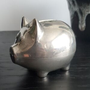 😸 Holt Renfrew Silver Piggy Bank – Y2K Collectible (Personalized “Fêtes 2000”)